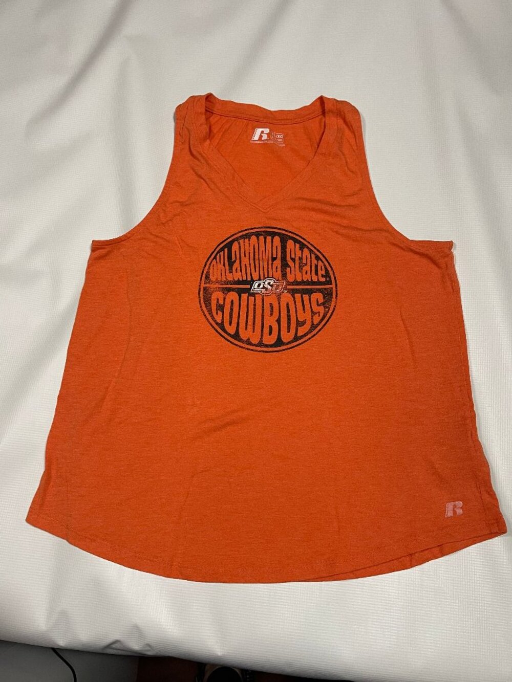 Russell Women's Oklahoma State Cowboys Orange V-Neck Tank Top, Size XL